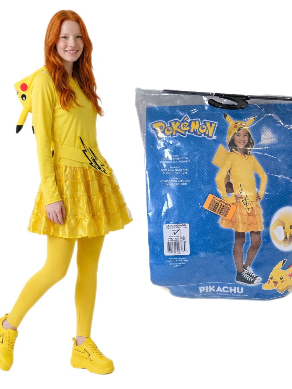 Pikachu Girls Size Large Rubie's Child Halloween Costume Hooded Dress Pokemon